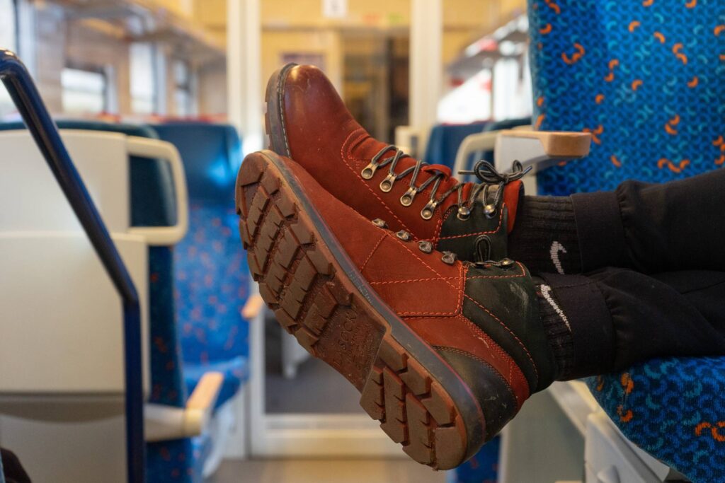 Shoes on the train.