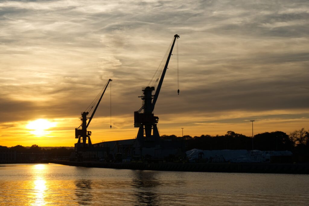 The Cranes at Nowy Port Lighthouse.