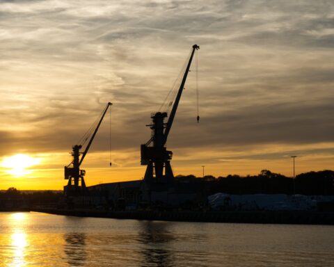 The Cranes at Nowy Port Lighthouse.