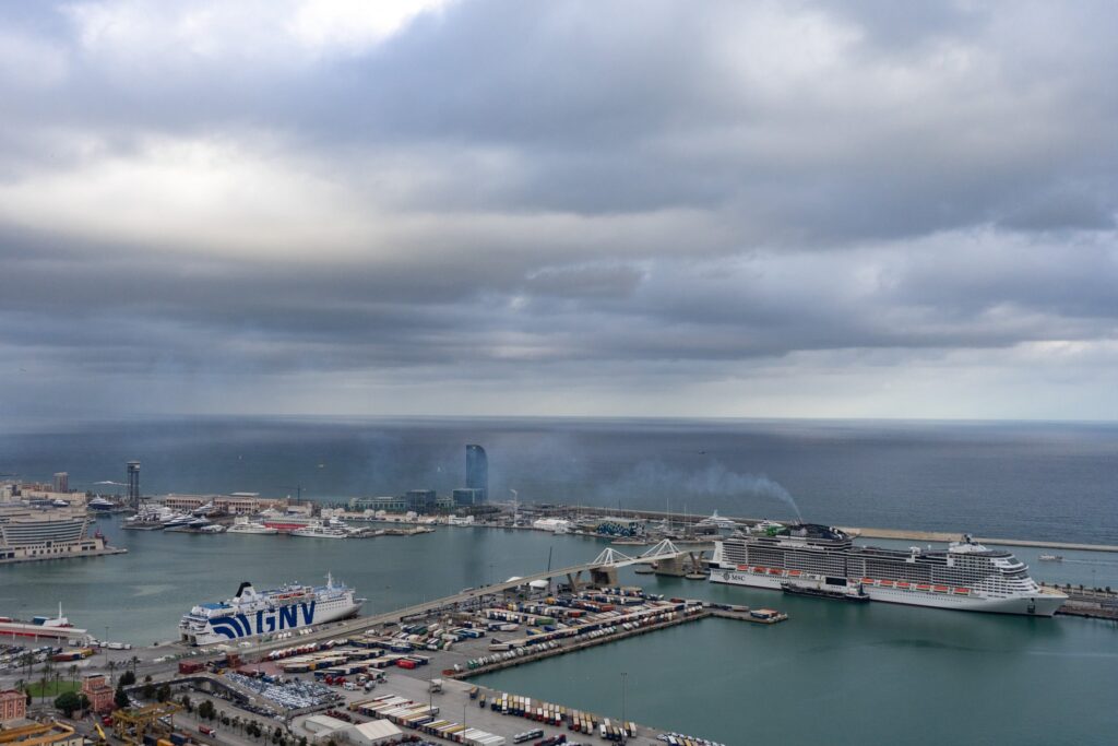 An MSC cruise ship puffing out a lot of fumes.