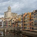 View on Girona from the bridge Pont Palanques Vermelles.