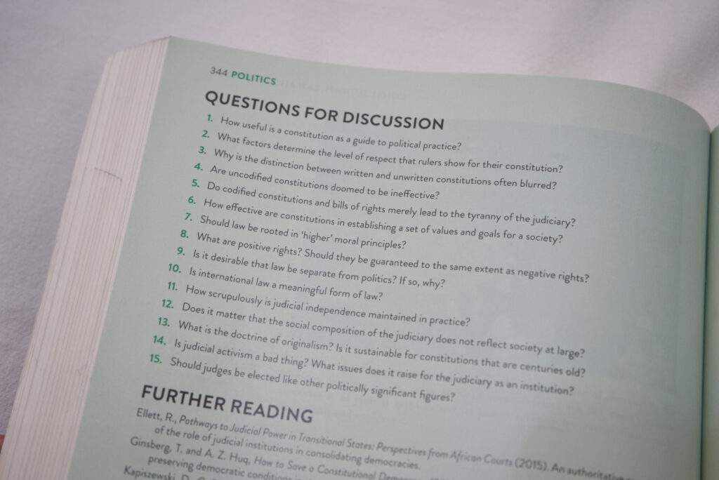 Questions at the end of a chapter.
