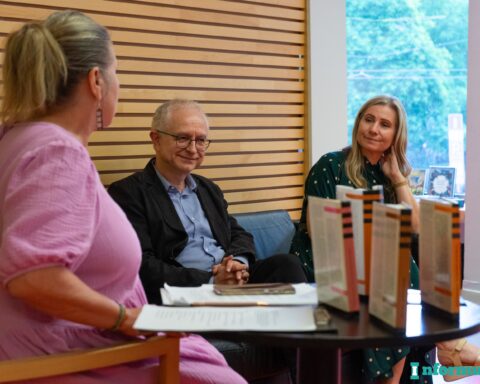 Guests Ondrej Müller and Lucie Hlavinkova at a Book café talk: Books of courage and adventure.