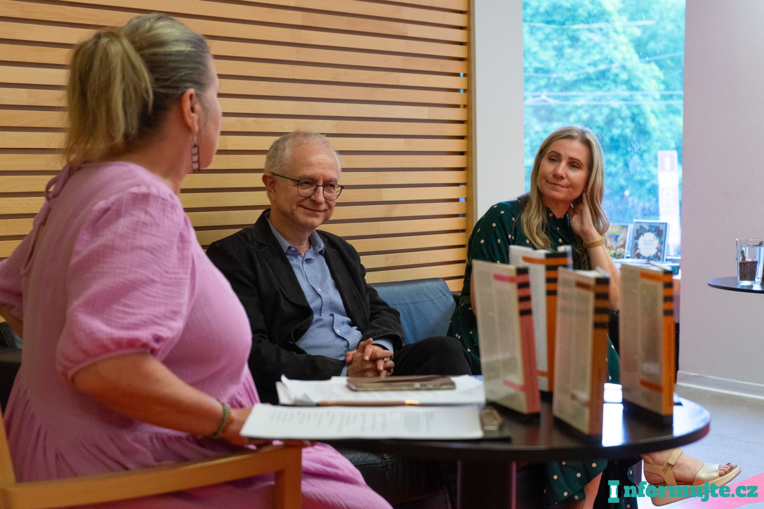 Guests Ondrej Müller and Lucie Hlavinkova at a Book café talk: Books of courage and adventure.